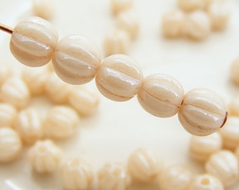 Czech Melon Beads 5mm Round Opaque Luster Champagne (20pk) SI-5ML-OLC