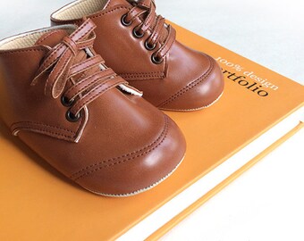Pre Walker Michael Tan - Baby Boy Shoes - Handmade Baby Shoes - Tan Baby Shoes - Baby Soft Sole Shoes