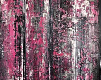 Gerhard Richter Inspired Red Painting, Richter Style Abstract Red Painting on 16" x 20" Canvas, Richter Inspired Painting, Red Painting