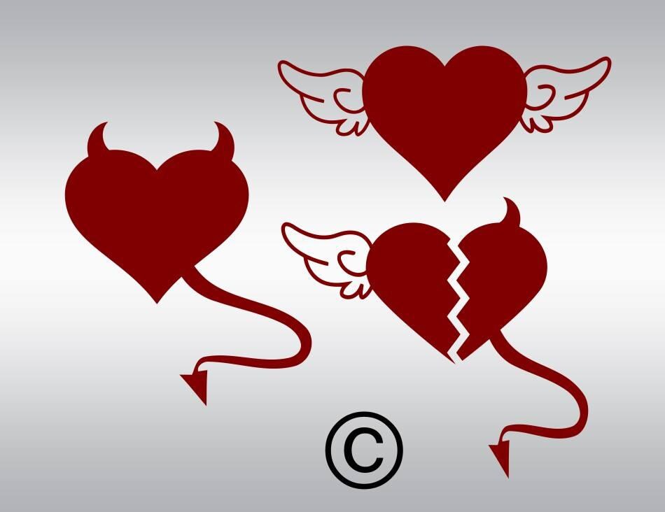 Download Heart svg Valentine day svg Love svg Angel Devil Wings