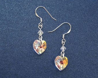 Little Swarovski Elements crystal heart earrings