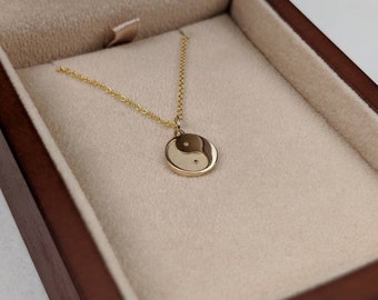14k Gold Yin Yang Necklace - Solid 14k, 18k Yellow, Rose, White Gold & Platinum. Yoga Jewelry. TINY TALISMANS™ Line of Spiritual Jewelry