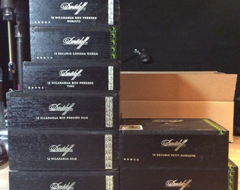 Buy 3 Get 1 Free! Empty Black Upcycled Wood Cigar Boxes, DIY Project, Handmade, Tobacco Box, Cigar Box