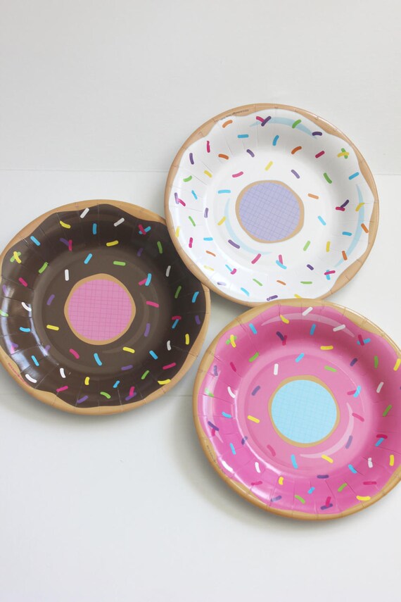 Sale 20 DONUT PAPER PLATES Donuts 8 Party Sprinkles Fun