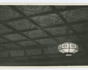 Vintage Snapshot Photo: Ceiling Fixture Lamp, c1940s (69505)