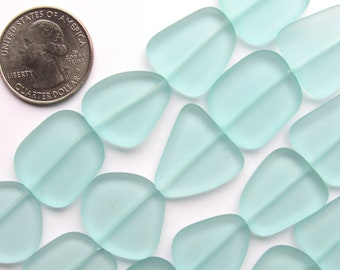 Sea Glass BEADS U-Pick Blue Seafoam 21-25mm Freeform 5 Strand Hank 5 pc ea making sea glass jewelry