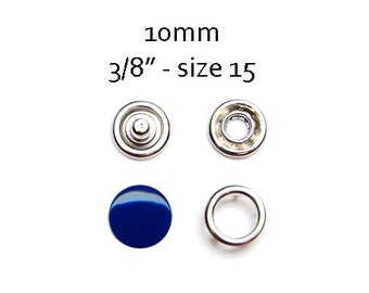 25 sets Metal Snap Fasteners 10MM . navy blue metal prong snap buttons . no sew metal snaps size 15. clothes fasteners. diaper snaps #700284