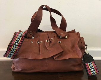 Gustto Brown Leather Satchel/Shoulder/Crossbody Leather Handbag