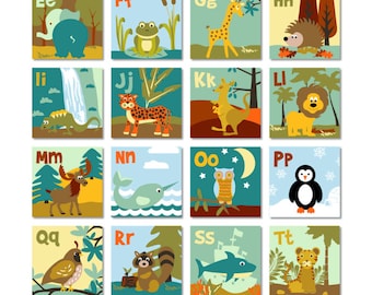 digital animal alphabet abc flashcards printable nursery