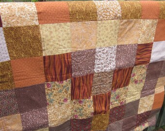 Shades of Brown Ivory Squares Mini Lap Quilt