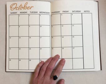 monthly calendar book etsy