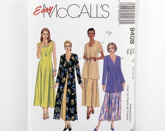 McCall's Pattern 9408, Dress, Duster, Jacket, Size 10, 12, 14, Easy Dress Sewing Patterns, Sleeveless, Princess Seams, Scoop Neckline, UNCUT