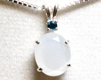 Moonstone, moonstone pendant, accent pendant, multi stone pendant, white blue pendant, opalescence, "White Opulence"