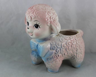 Vintage Pink and Blue Lamb Nursery Planter