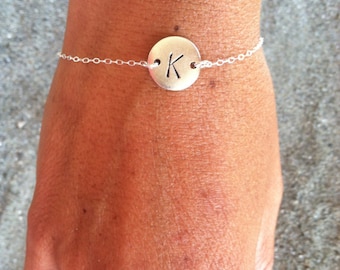 Silver Bracelet, Initial Bracelet, Tiny bracelet, Monogram Bracelet, Couples Bracelet