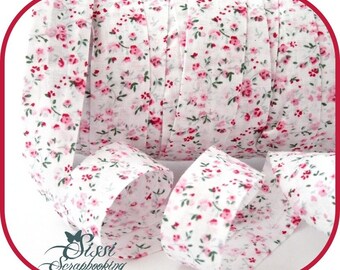 FLOWERS FLORAL LIBERTY COTTON BIAS TAPE TRIM PINK GREEN FASHION JEWELRY