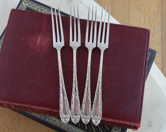 Vintage James Dixon Silver Plated Cake Forks , Set of 4, Dessert forks, Pretty Handles