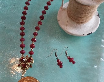 Vintage Red Ruby Locket Necklace