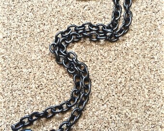 be strong- rare labradorite choker large, rare, blue-green flash gunmetal bulky chain gemstone boho necklace