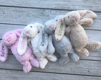 SALE Monogrammed Easter Bunny, Monogram, Easter Rabbit, Easter Basket, Easter, Plush, Bunny, Stuffed Bunny, Pink, Blue, Beige, Lavender