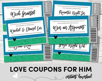 Love Coupons for HIM - Love Coupons - Instant Download - Printable