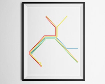 BART Transit Map Bay Area Rapid Transit San Francisco Metro Minimalist Print