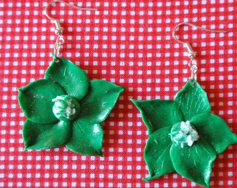 handmade green flower earring