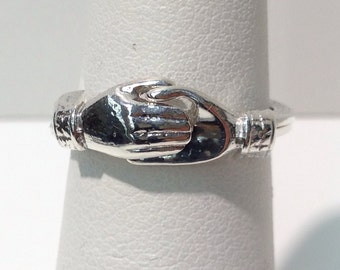 Holding Hands Ring Handmade in Sterling Silver, Hands, Holding Hands, Love, Unity, Devotion, Hold My Hand, My Hand In Yours