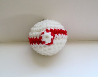 Crochet Pokemon Premier Ball Amigurumi Keychain