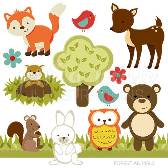 Forest Friends Cute Digital Clipart Commercial Use OK