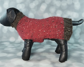 Small Dog Sweater - Red and Brown