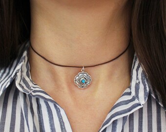 Boho Choker, Turquoise Choker Necklace, Boho Jewelry,