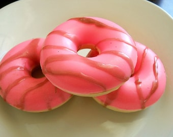 Strawberry Doughnut Soap, Glycerin Soap, Childrens Stocking Stuffer, Dessert Soap, Handmade Soap/ Chidren's Party Favors/ Teen soap