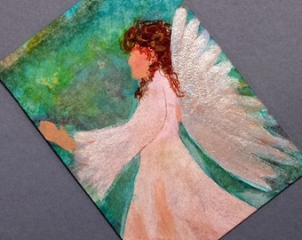 ACEO original painting Mini Painting Art Angels Series 2 Personality Pose Limited Edition 5 of 5 Christian Art cast artbyevelynmarie