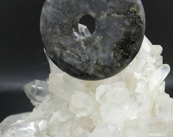 Natural Labradorite Donut Pendant.