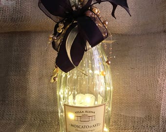 Lighted Moscato Bottle with Warm White LED Battery Operated Lights