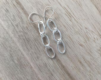 Small Oval Link Dangle Earrings