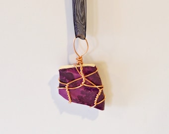Broken Plate Pendant, Copper Wire Wrapped China