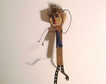 Snowman sculpture wood # mechanics former # wire # recovered objects