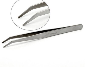 Tweezers / tweezers angled metal 125mm
