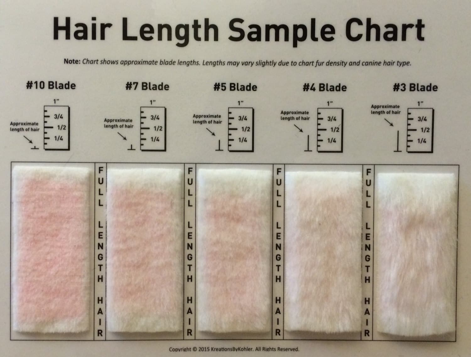 Shave Blade Sample Chart for Grooming