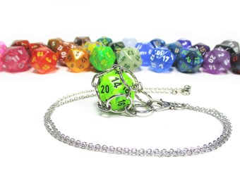 Removable Premium d20 Necklace - Choice of Colors - Stainless Steel Chainmaille