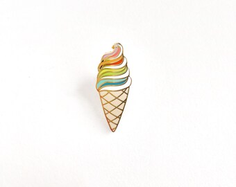 Rainbow Swirl Ice Cream Cone / Enamel Pin