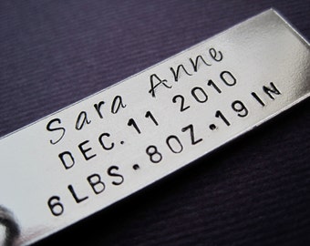 Baby Announcement Keychain - Personalized Birth Annoucement Accessory