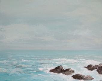 Acrylic Painting Original Seascape // “Sea-Foam” 12" x 12” on Canvas // Wall Art