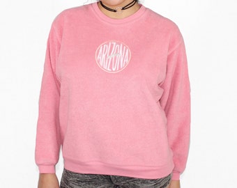 Vintage Arizona Logo Pink Fuzzy Sweater, 90s Pink Fuzzy Sweater, 90s Pink Fuzzy Jumper