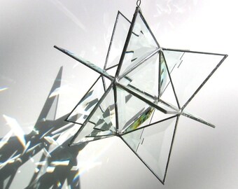 Guiding Light - 3D Stained Glass Moravian Star - Extra Large Geometric Home Decor Prisms Hanging Suncatcher Yard Art (MADE TO ORDER)