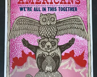 Hard Working Americans Woodcut Poster