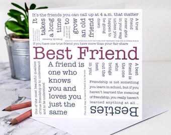 Best Friend Card; Best Friend Birthday Card; Best Friend; Friendship Card; Friends Card; Friendship; Friendship Quotes; GC572