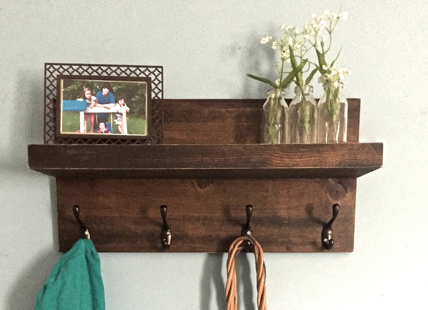 Entryway Shelf Shelf With Hooks Coat Rack Key Holder